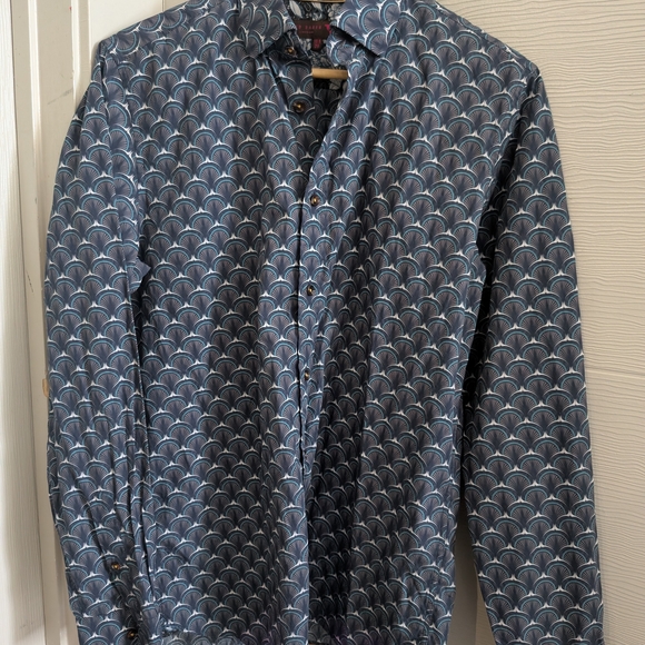 Ted Baker Blue and White Patterned Casual Shirt - Picture 1 of 4